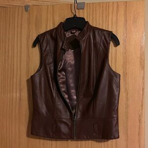 Brown leather vest
